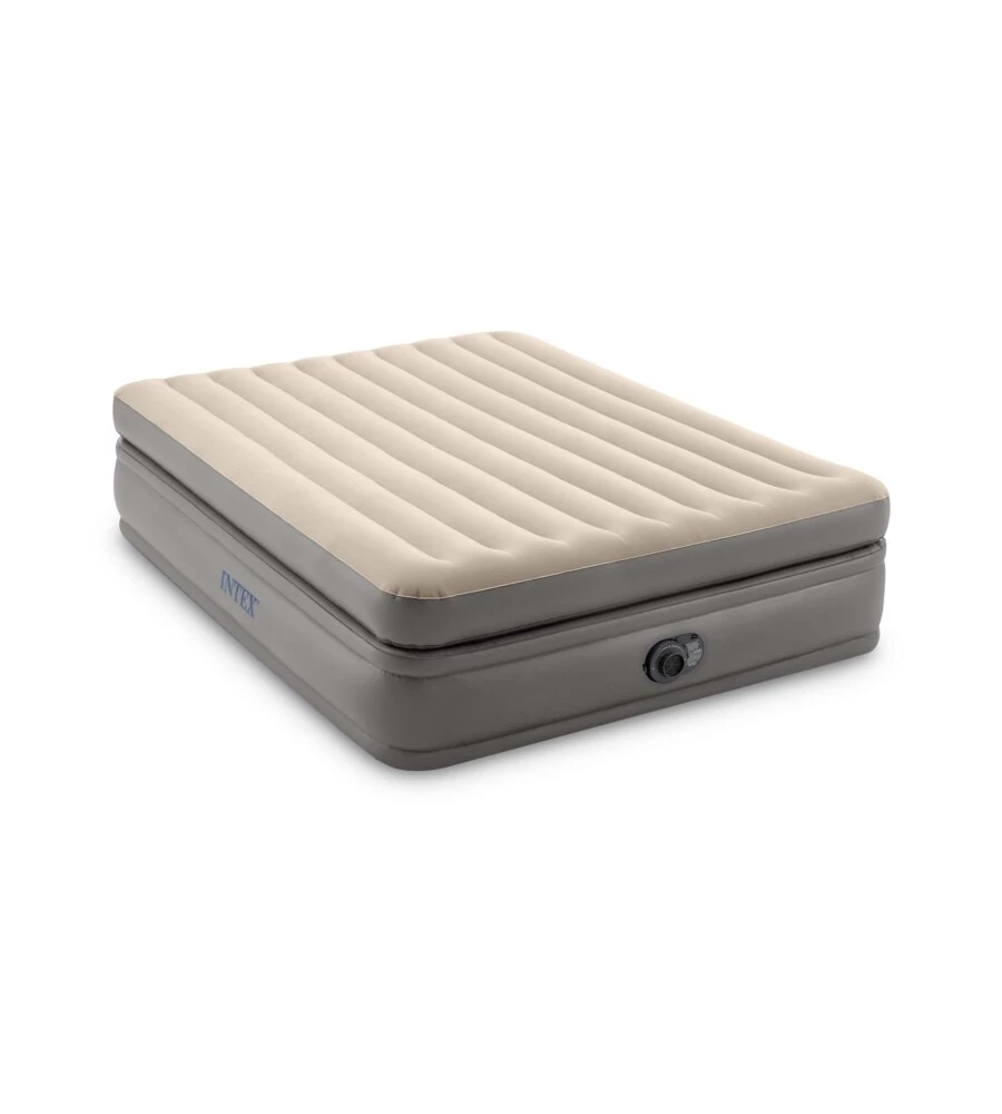 MATERASSO MATRIMONIALE AUTOGONFIANTE INTEX "AIRBED DURA-BEAM PRIME COMFORT ELEVATED" CON POMPA ELETTRICA INCORPORATA BEIGE 152X203X51 CM - COD. 64164ND