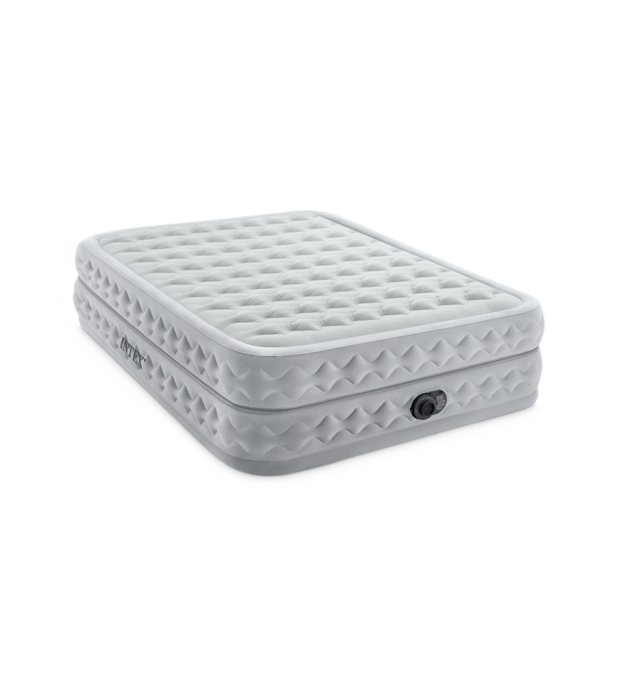 MATERASSO MATRIMONIALE AUTOGONFIANTE INTEX "AIRBED DURA-BEAM SUPREME AIR-FLOW" CON POMPA ELETTRICA INCORPORATA GRIGIO 152X203X51 CM - COD. 64490ND