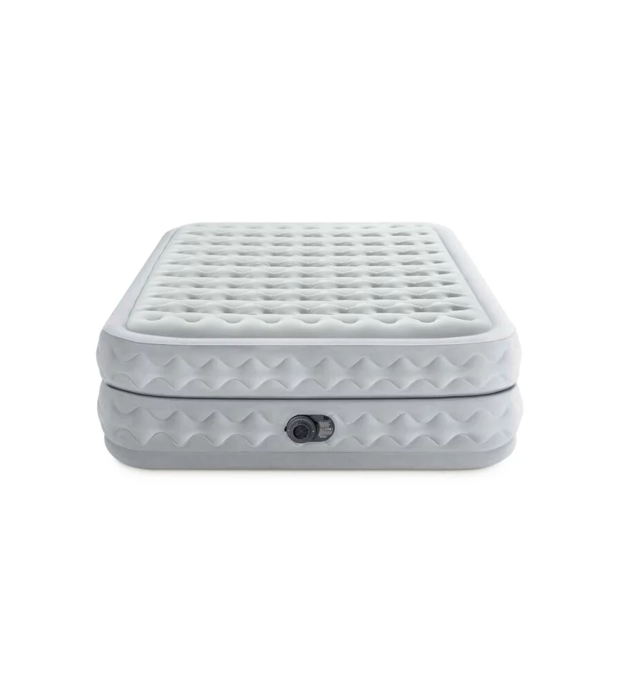 MATERASSO MATRIMONIALE AUTOGONFIANTE INTEX "AIRBED DURA-BEAM SUPREME AIR-FLOW" CON POMPA ELETTRICA INCORPORATA GRIGIO 152X203X51 CM - COD. 64490ND