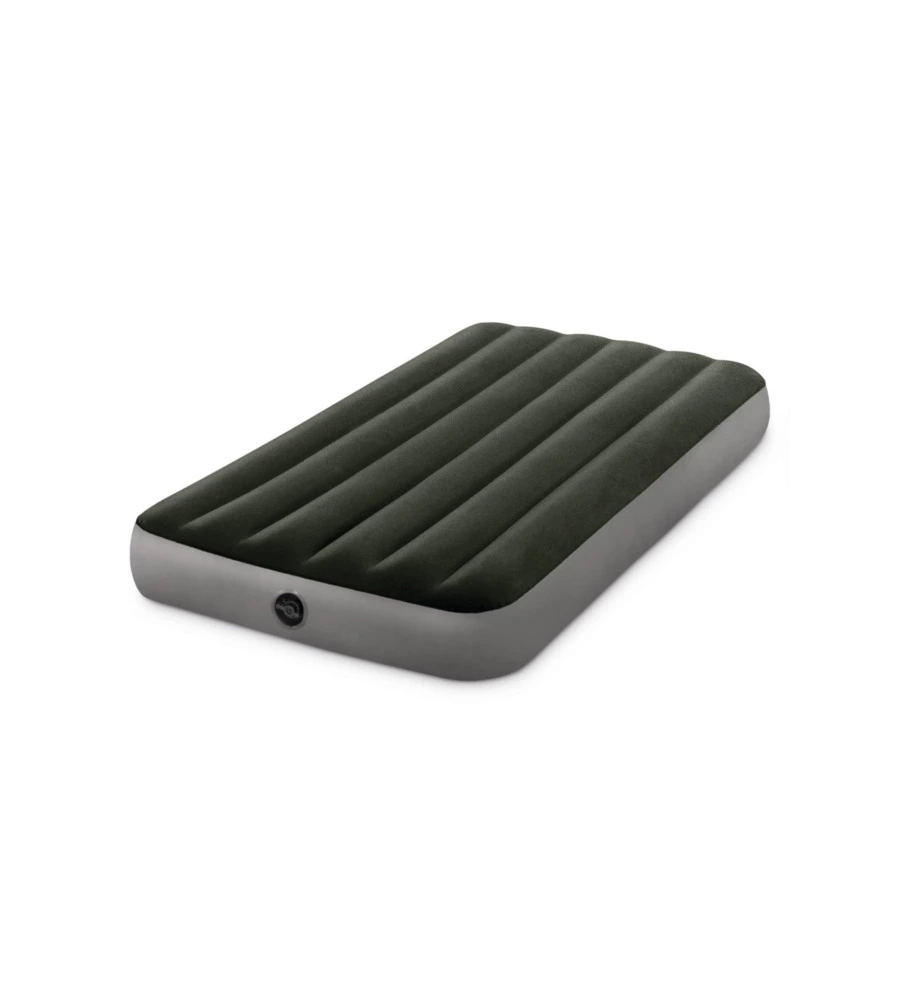 MATERASSO SINGOLO GONFIABILE INTEX "AIRBED DURA-BEAM STANDARD PRESTIGE DOWNY" CON POMPA A BATTERIA VERDE 99X191X25 CM - COD. 64777