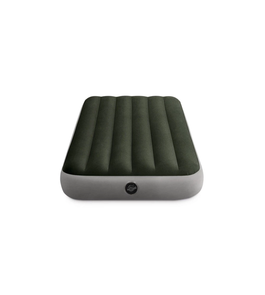 MATERASSO SINGOLO GONFIABILE INTEX "AIRBED DURA-BEAM STANDARD PRESTIGE DOWNY" CON POMPA A BATTERIA VERDE 99X191X25 CM - COD. 64777