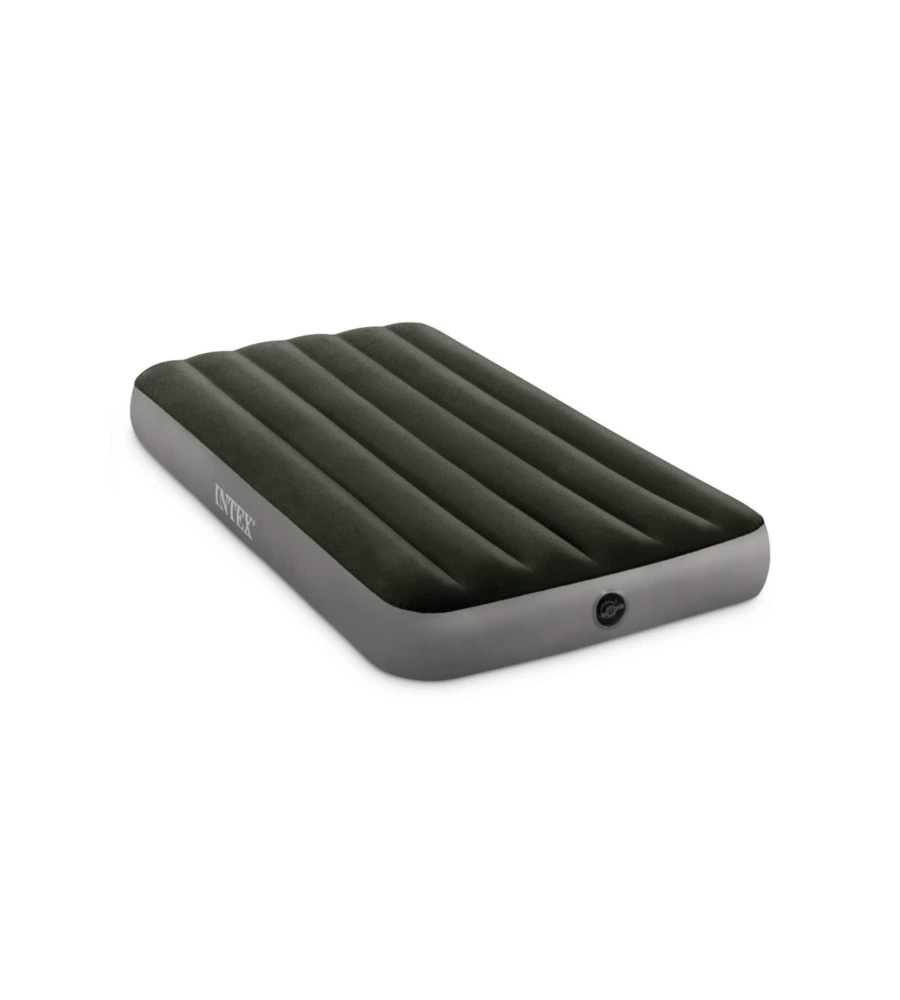 MATERASSO SINGOLO GONFIABILE INTEX "AIRBED DURA-BEAM STANDARD PRESTIGE DOWNY" CON POMPA A BATTERIA VERDE 99X191X25 CM - COD. 64777