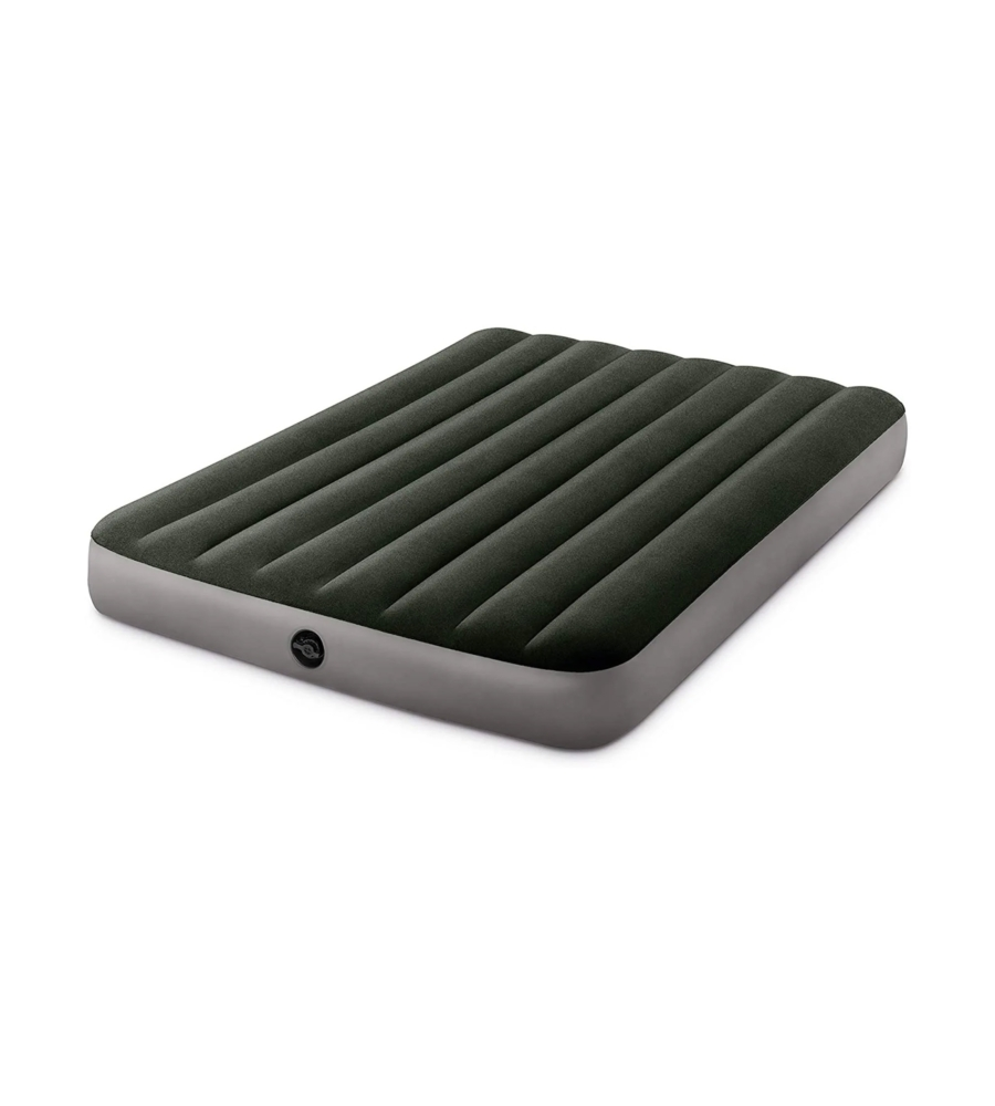 MATERASSO PIAZZA E MEZZA GONFIABILE INTEX "AIRBED DURA-BEAM STANDARD PRESTIGE DOWNY" CON POMPA A BATTERIA VERDE 137X191X25 CM - COD. 64778
