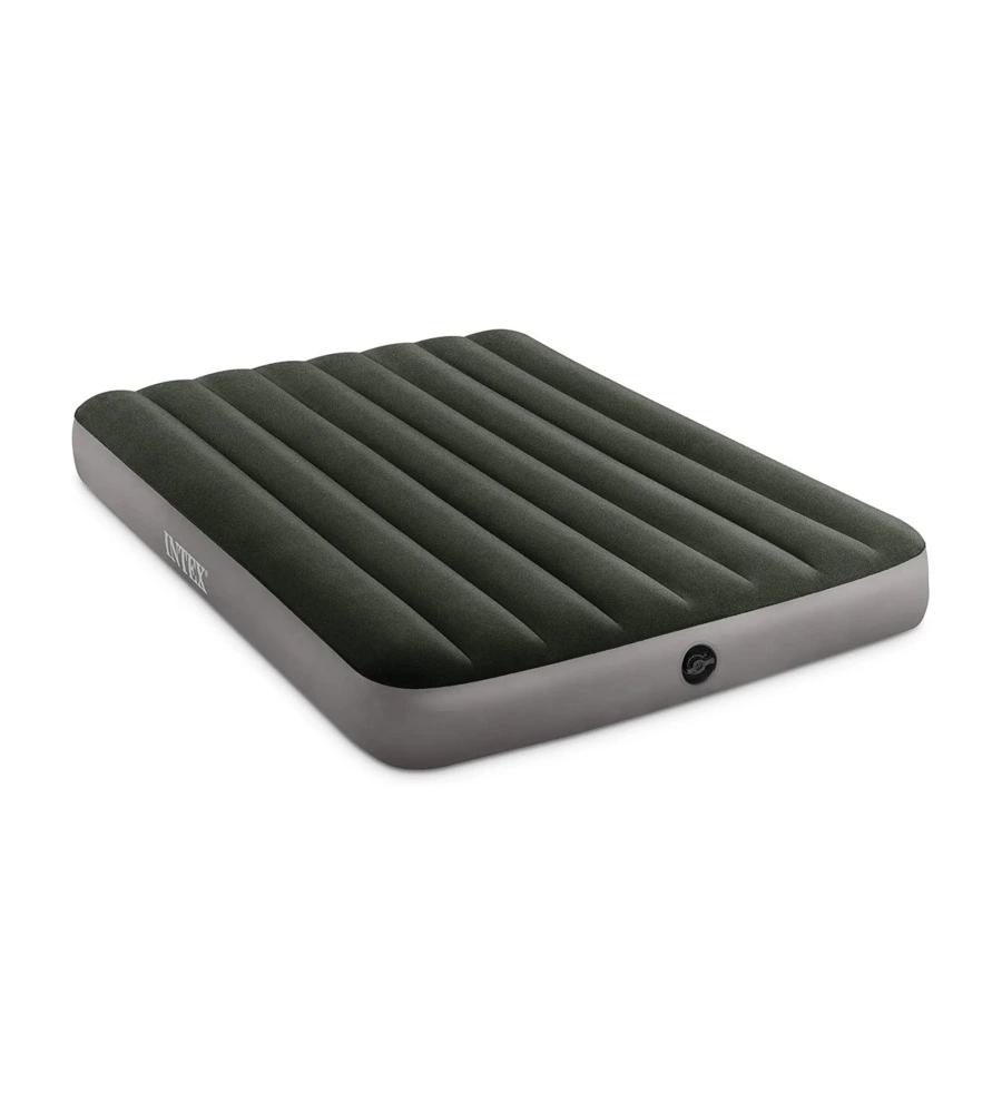 MATERASSO PIAZZA E MEZZA GONFIABILE INTEX "AIRBED DURA-BEAM STANDARD PRESTIGE DOWNY" CON POMPA A BATTERIA VERDE 137X191X25 CM - COD. 64778