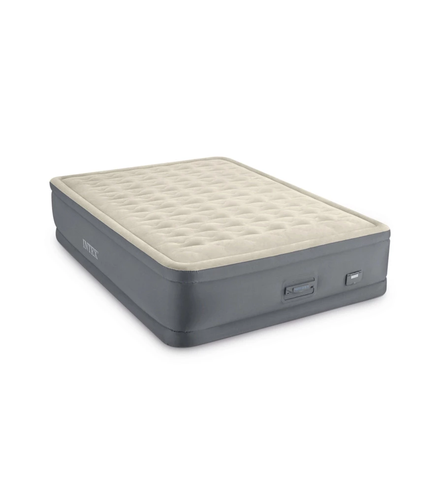 MATERASSO MATRIMONIALE AUTOGONFIANTE INTEX "AIRBED DURA-BEAM PREMAIRE II" CON POMPA ELETTRICA INCORPORATA, PORTA USB E CONTROLLO TRAMITE APP BEIGE 152X203X46 CM - COD. 64926