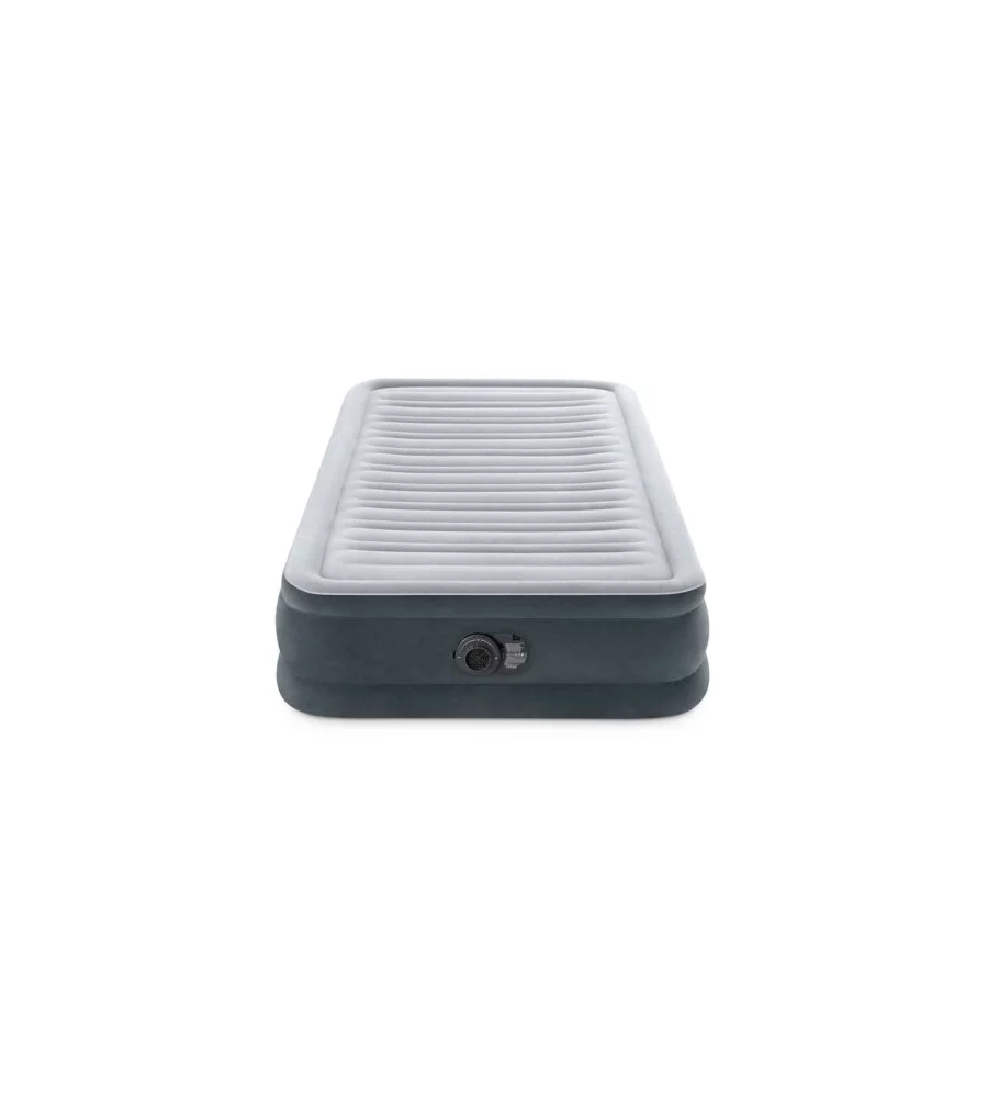 MATERASSO SINGOLO AUTOGONFIANTE INTEX "AIRBED DURA-BEAM COMFORT-PLUSH MID-RISE" CON POMPA ELETTRICA INTEGRATA GRIGIO 99X191X33 CM - COD. 67766ND