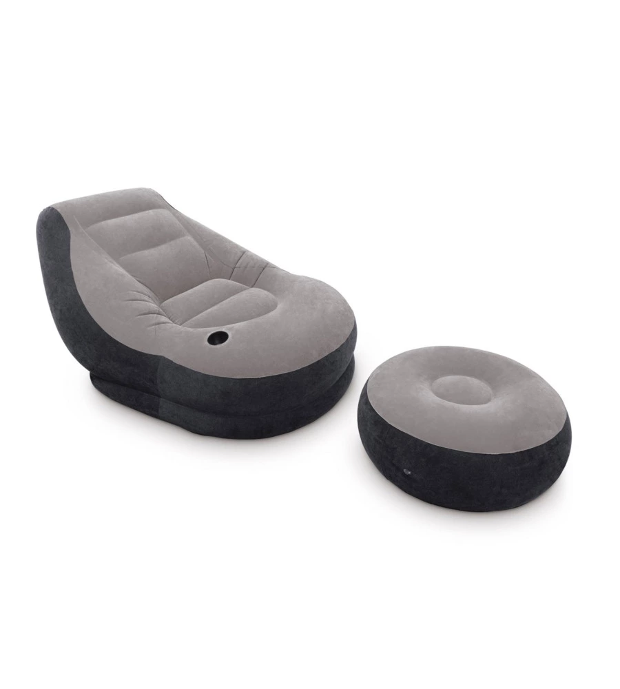 POLTRONA GONFIABILE INTEX "LOUNGE" CON OTTOMANA POGGIAPIEDI 102X137X79 CM - COD. 68564NP