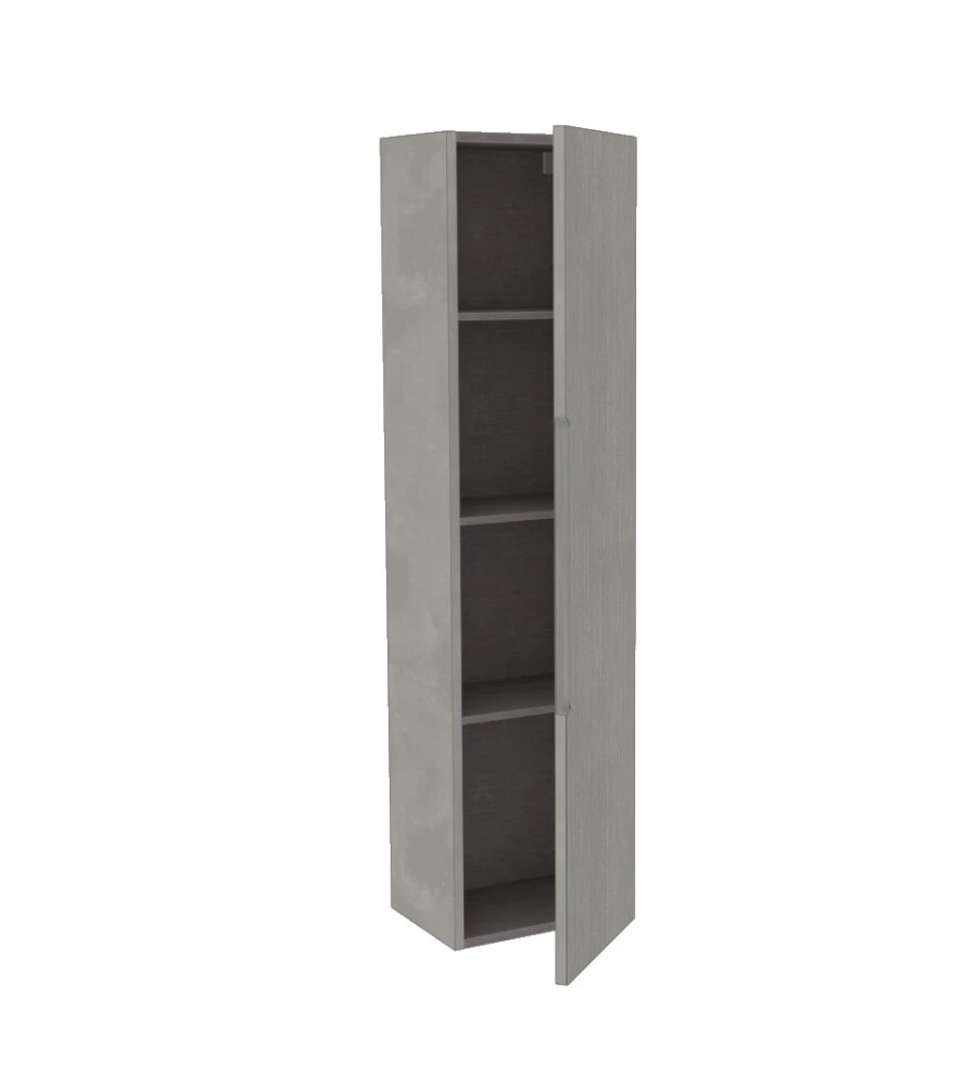 COLONNA PENSILE SOSPESA DECOR BAGNO "CANALETTO" CON 1 ANTA COLORE GRIGIO CALDO, 35X28X138 CM