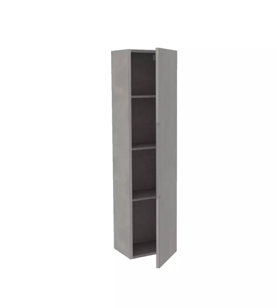 COLONNA PENSILE SOSPESA DECOR BAGNO "CANALETTO" CON 1 ANTA COLORE GRIGIO CALDO, 35X28X138 CM