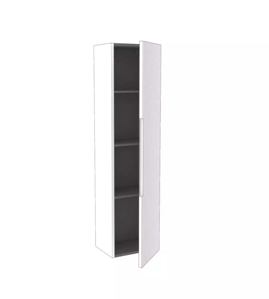 COLONNA PENSILE SOSPESA DECOR BAGNO "CANALETTO" CON 1 ANTA COLORE BIANCO NEVE, 35X28X138 CM