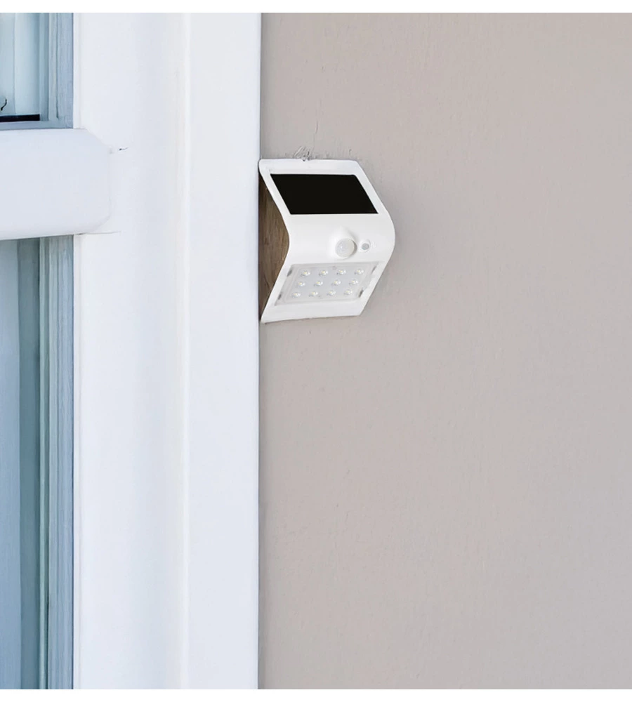 APPLIQUE DA ESTERNO SOLARE CREPUSCOLARE CON SENSORE DI MOVIMENTO COLORE BIANCO, 1,5 W 4000 K