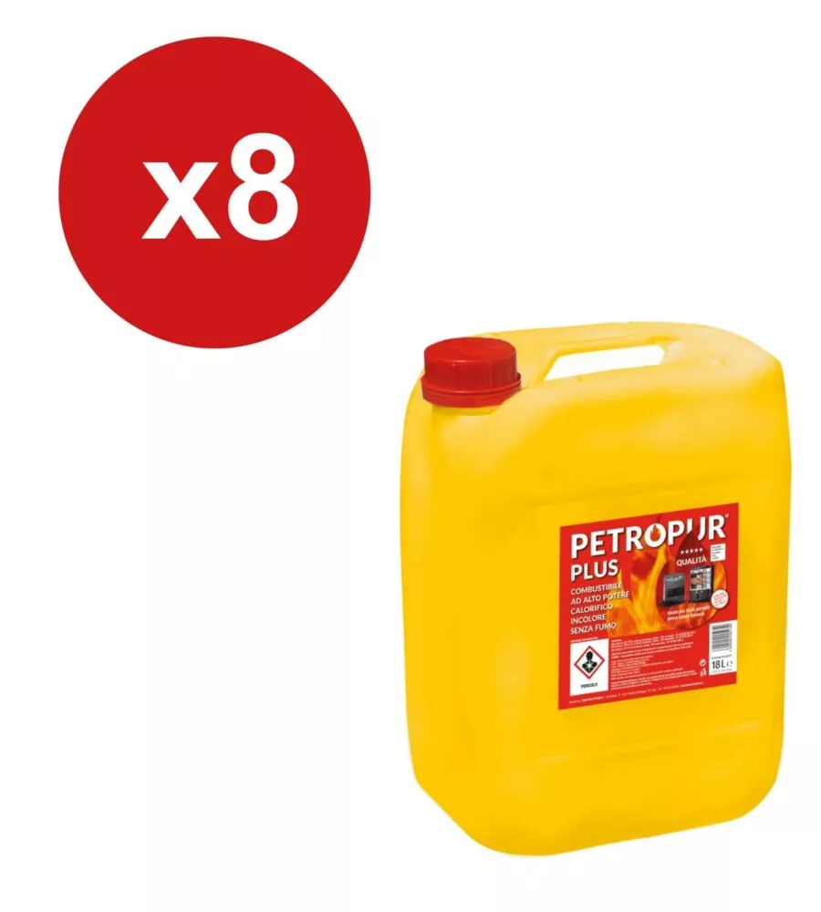 COMBUSTIBILE LIQUIDO PETROPUR PLUS 8 TANICHE DA 18LT - TOTALE DI 144 LITRI