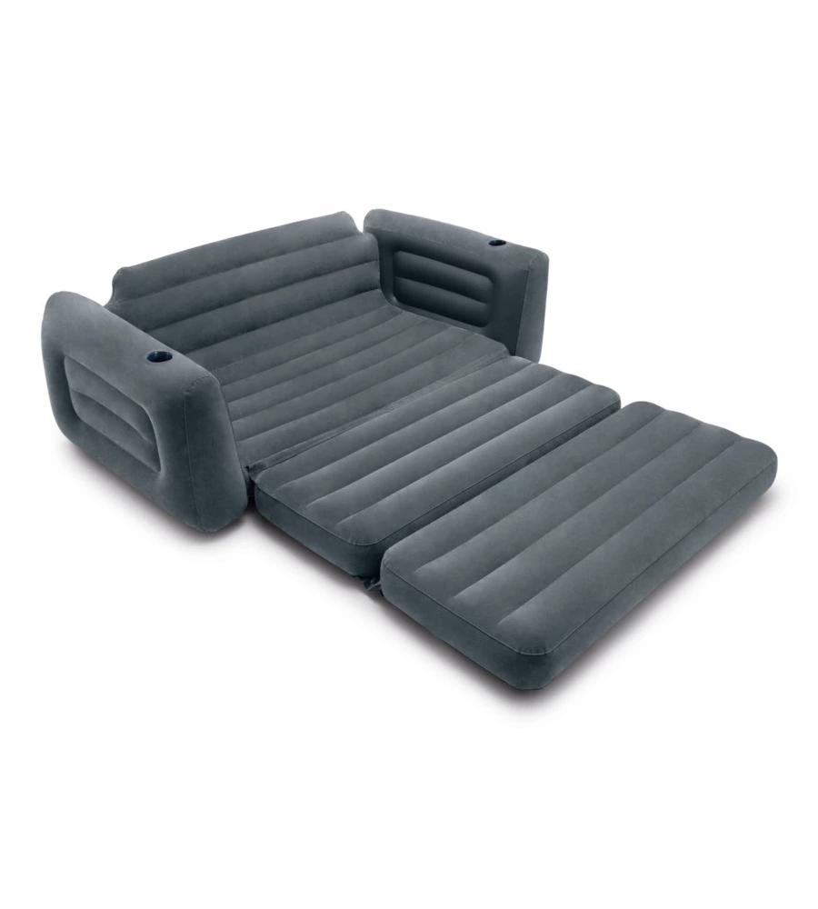 DIVANO LETTO GONFIABILE 2 POSTI INTEX COLORE GRIGIO 203X231X66 CM - COD. 66552NP