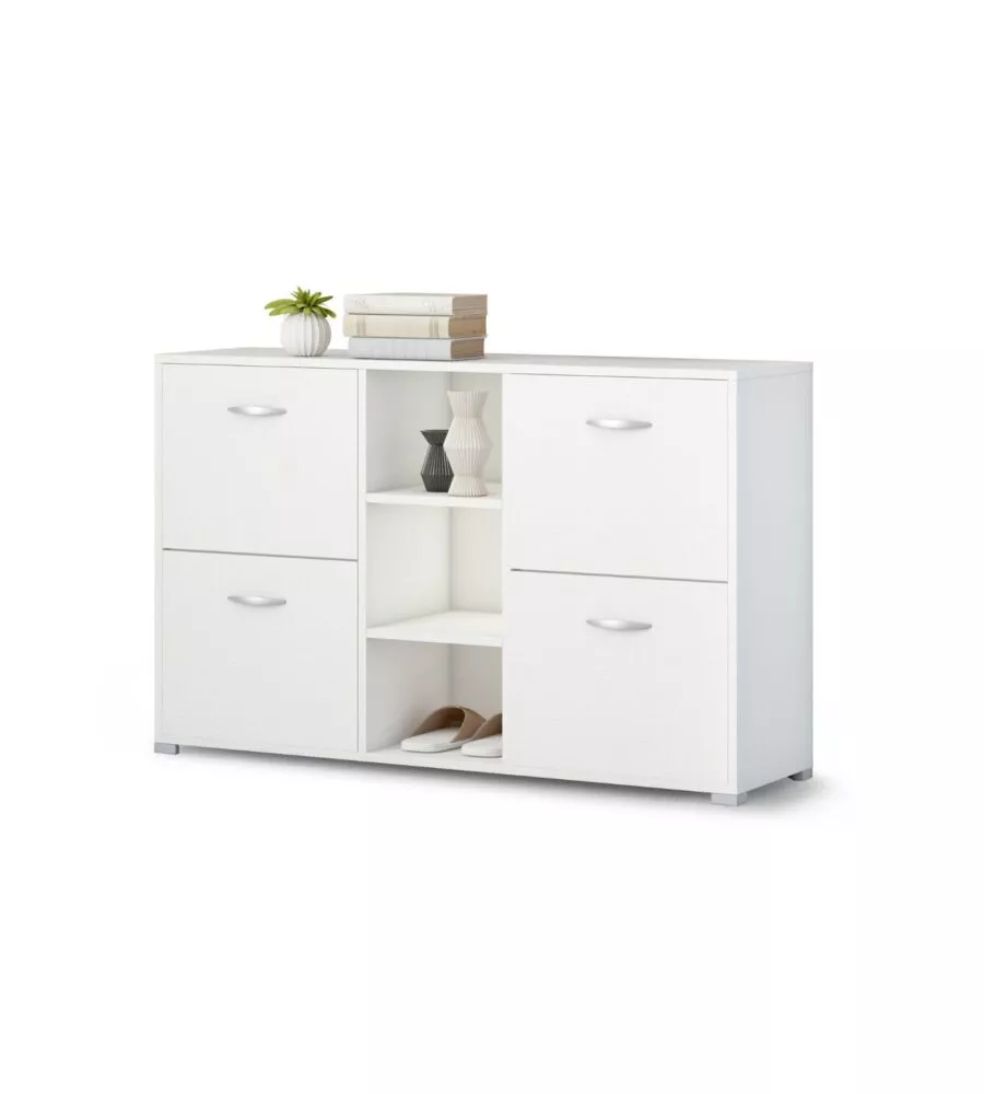 SCARPIERA DA INGRESSO "VENERE" CON 4 ANTE COLORE BIANCO, 125X35X75 CM