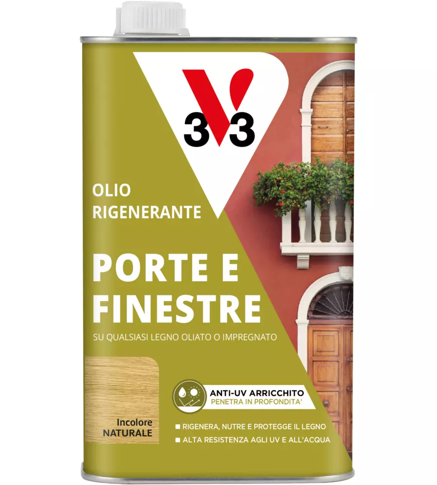 OLIO RIGENERANTE PER PORTE E FINESTRE V33 INCOLORE, 1 LT