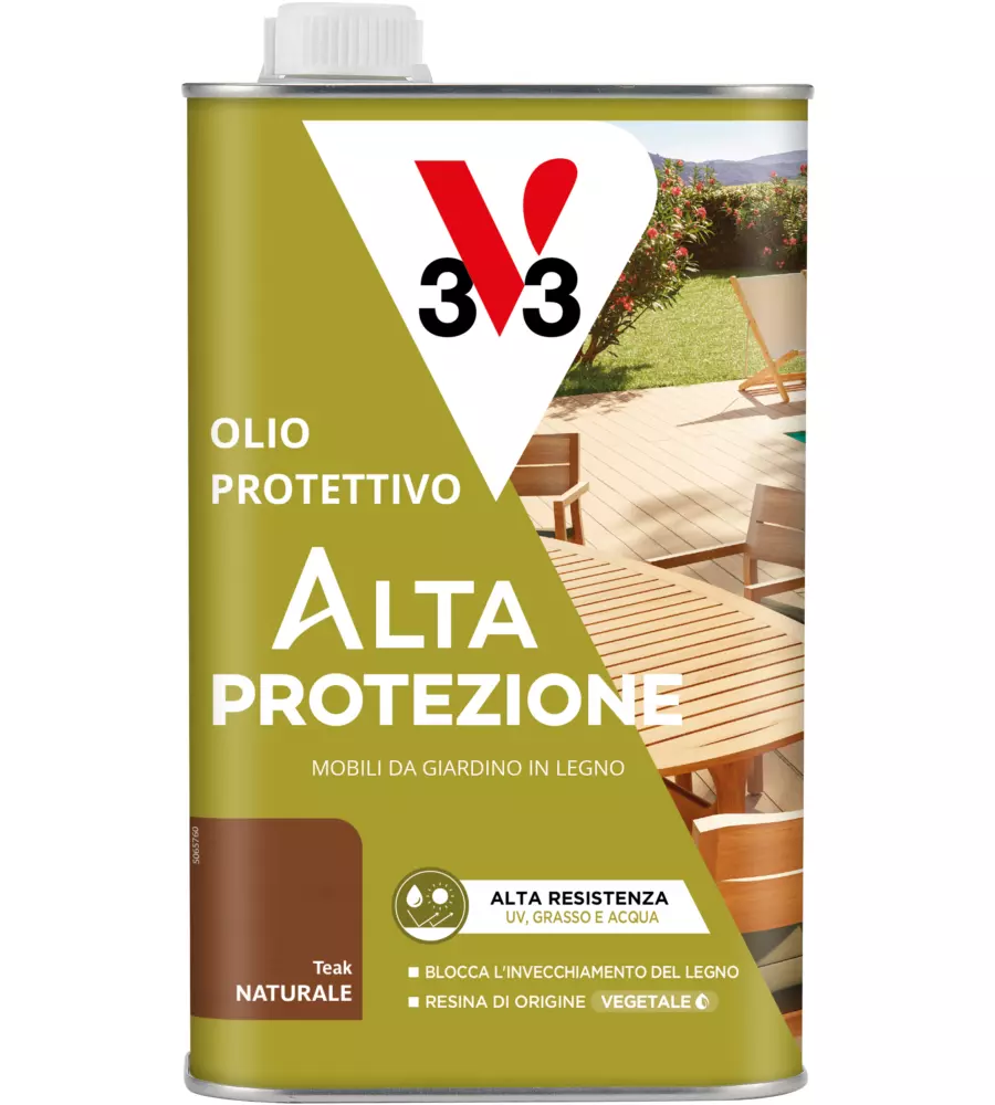 OLIO PROTETTIVO PER MOBILI DA GIARDINO V33 TEAK, 1 LT