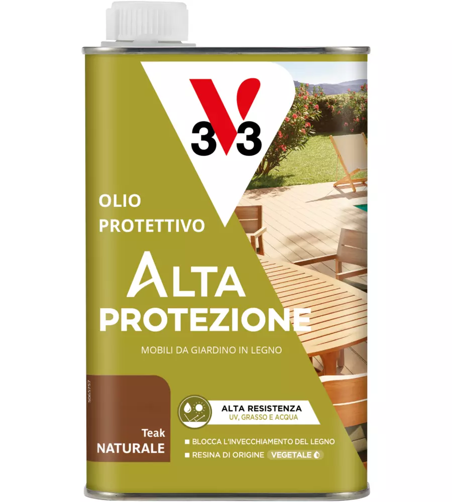 OLIO PROTETTIVO PER MOBILI DA GIARDINO V33 TEAK, 500 ML