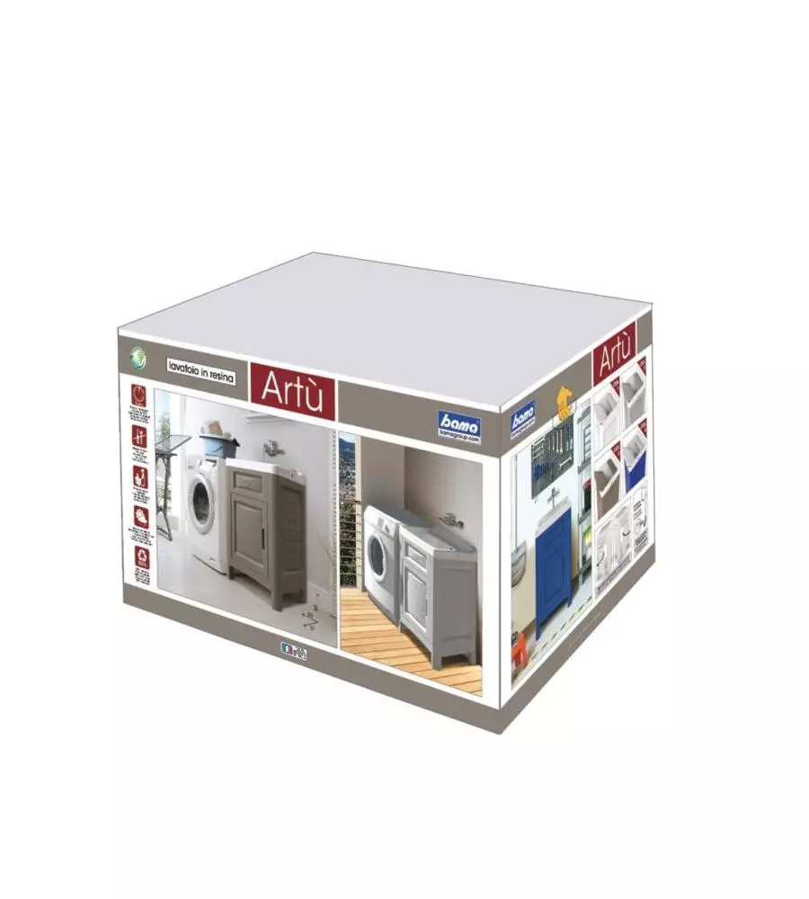 MOBILETTO LAVATOIO BAMA "ARTÙ" IN POLIPROPILENE BIANCO 60X51X89 CM