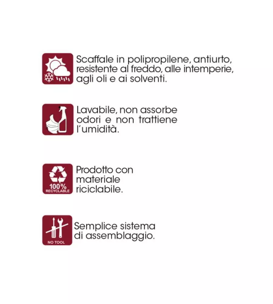 MOBILE LAVANDERIA BAMA "ORGANIZER" IN POLIPROPILENE BIANCO 75X60X184 CM