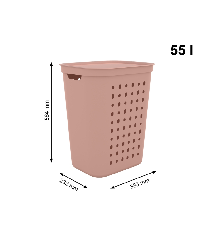 CESTA PORTABIANCHERIA "JONA" COLORE ROSA DA 55 LITRI