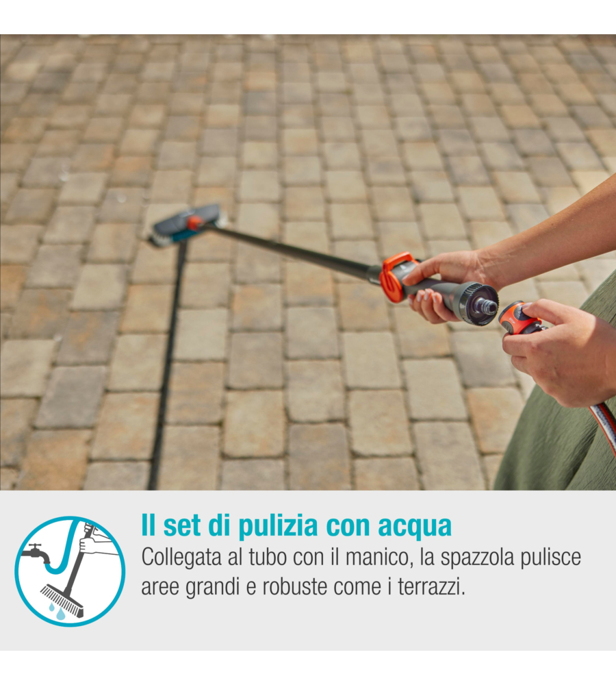 SET MANICO PER PULIZIA GARDENA "CLEANSYSTEM HARD" PER SUPERFICI RESISTENTI