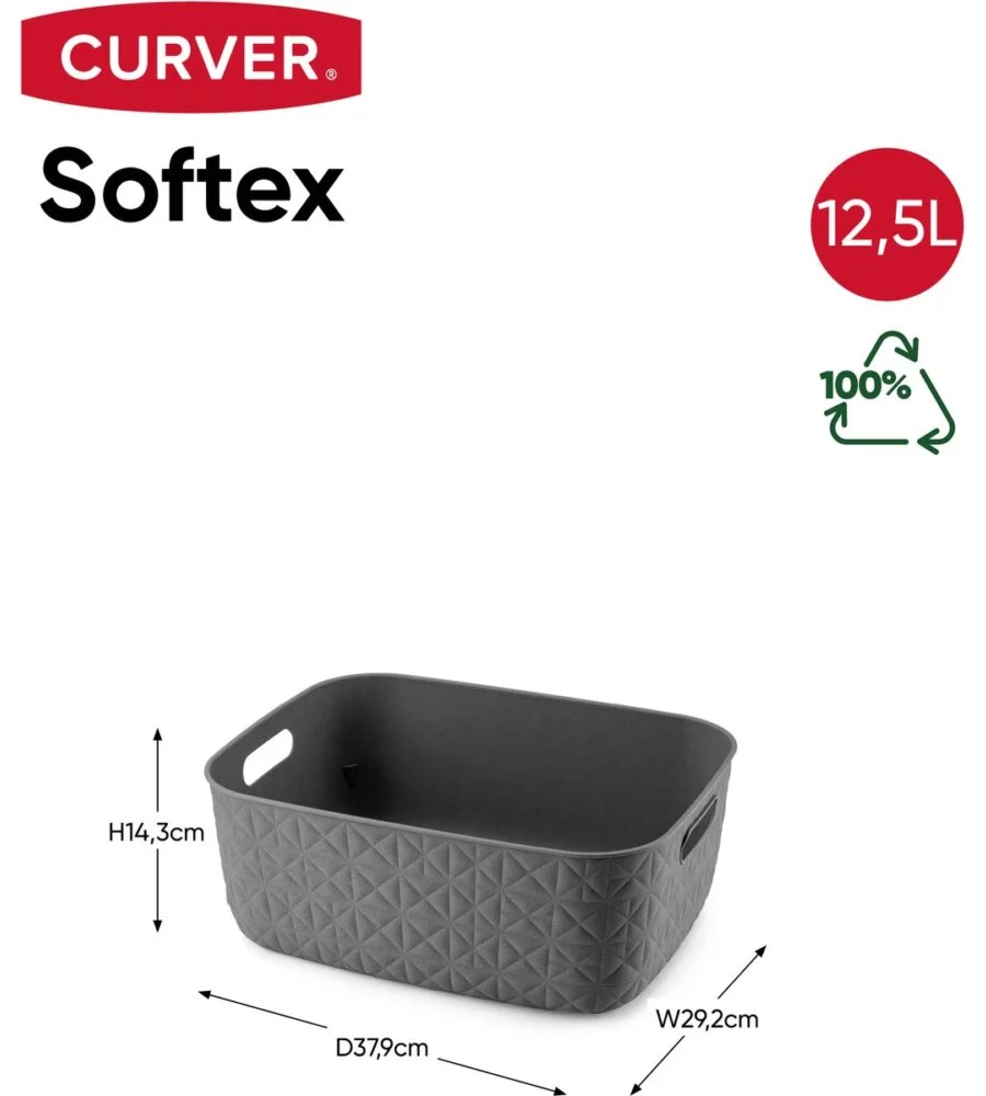 CESTO PORTAOGGETTI KETER "CURVER SOFTEX M" ANTRACITE, 12,5 LITRI