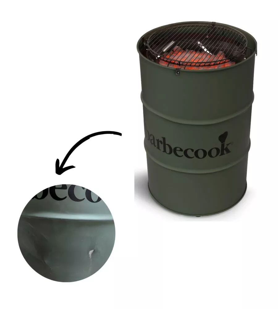 OUTLET - DIFETTI ESTETICI - BARBECUE A CARBONE BARBECOOK "EDSON" COLORE VERDE MILITARE E CON SUPERFICIE DI COTTURA DIAMETRO 47,5 CM