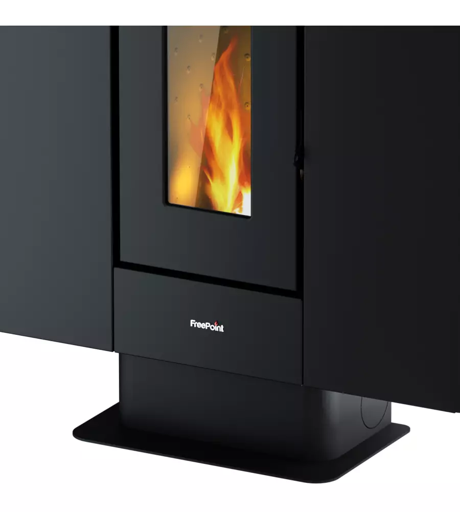 STUFA A PELLET SLIM CANALIZZATA ERMETICA FREEPOINT "MOON" MOKA 10 KW CON WI-FI