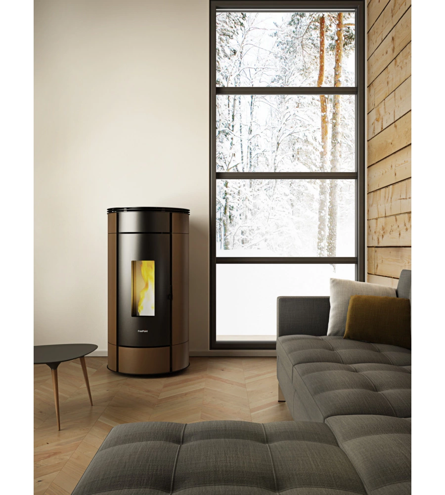 STUFA A PELLET ERMETICA FREEPOINT "GLOBE" MOKA 11 KW
