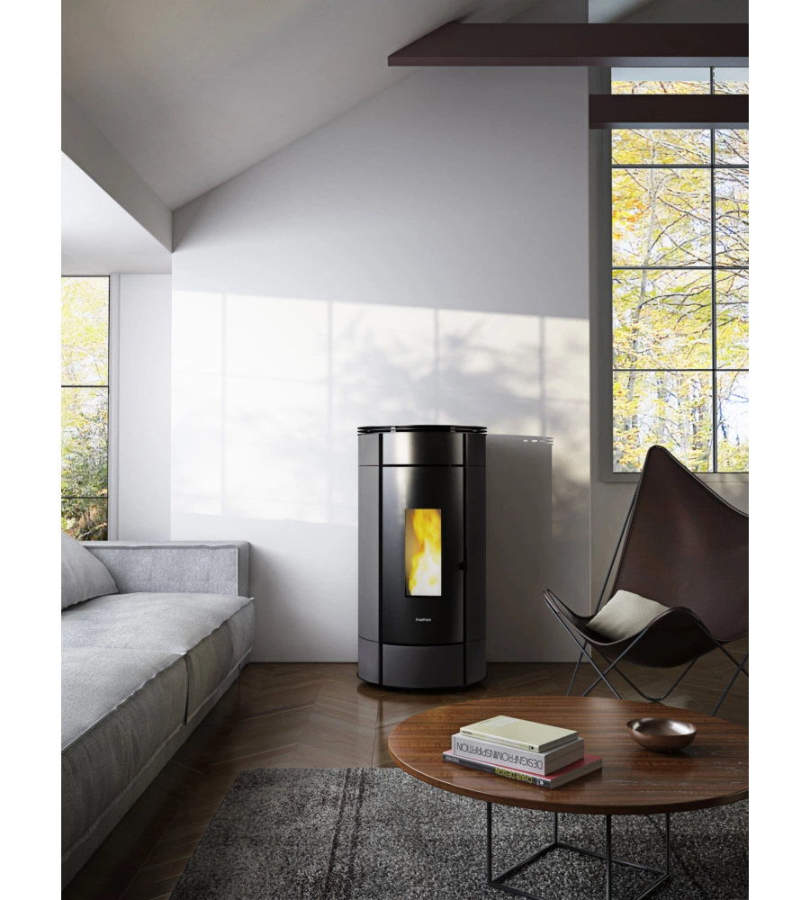 STUFA A PELLET ERMETICA FREEPOINT "GLOBE" ANTRACITE 11 KW