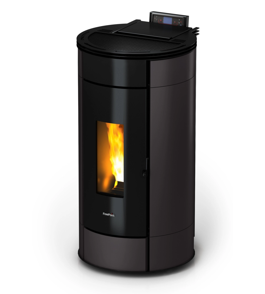 STUFA A PELLET ERMETICA FREEPOINT "GLOBE" ANTRACITE 11 KW