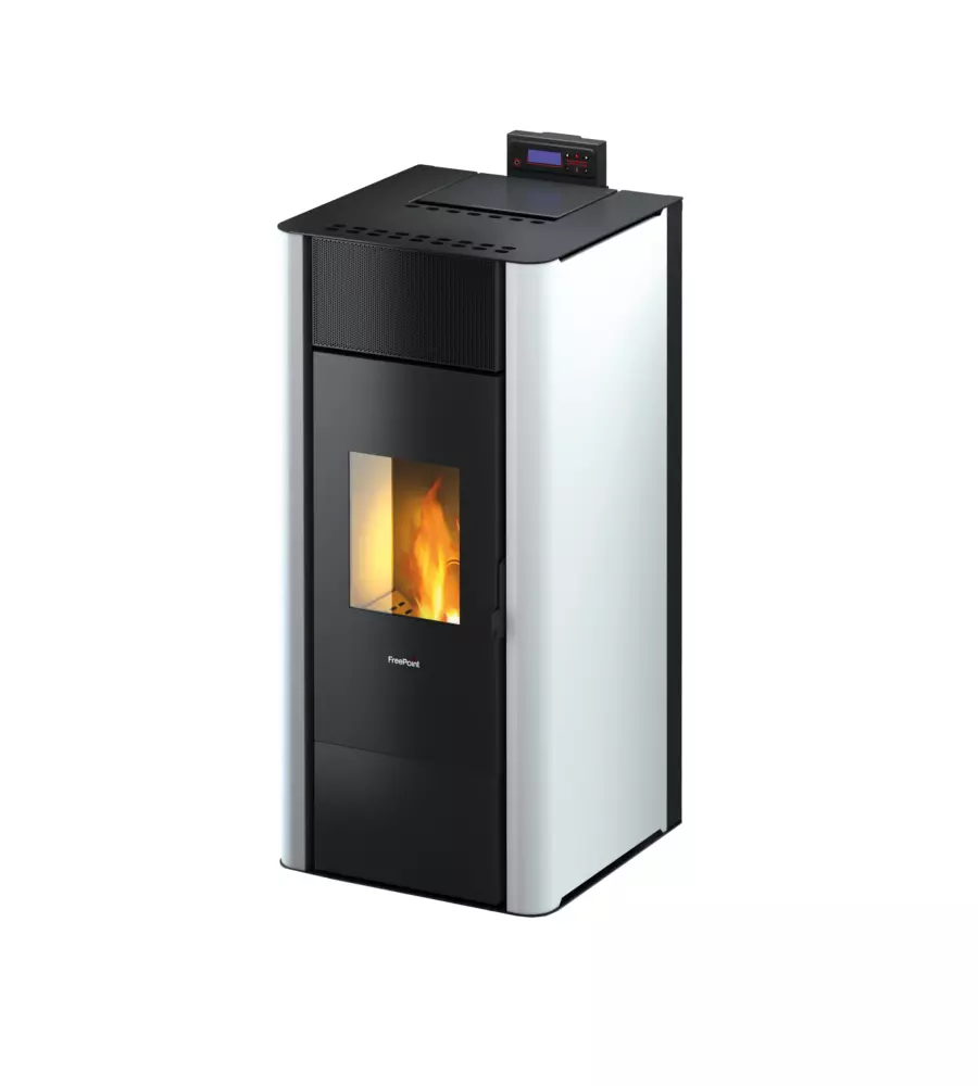 TERMOSTUFA A PELLET ERMETICA FREEPOINT "TESIS" BIANCO 22,4 KW