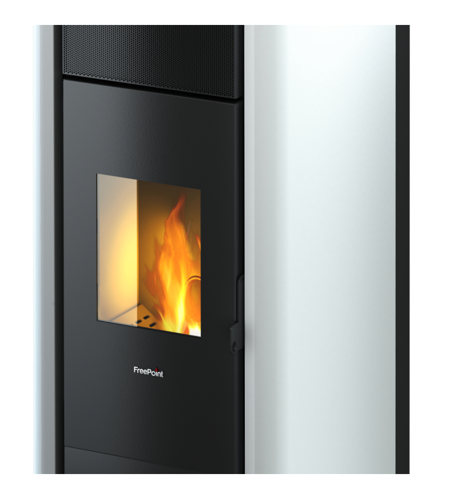 TERMOSTUFA A PELLET ERMETICA FREEPOINT "TESIS" BIANCO 22,4 KW