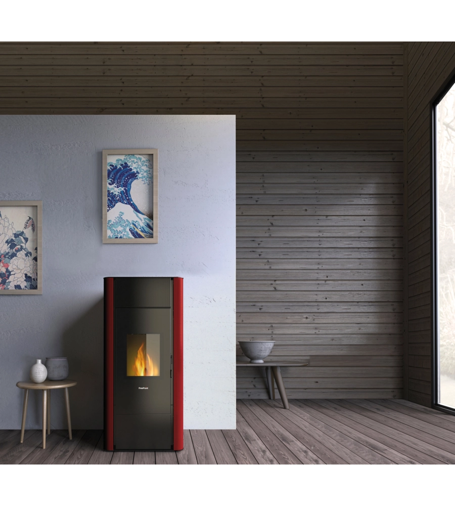 TERMOSTUFA A PELLET ERMETICA FREEPOINT "TESIS" BORDEAUX 22,4 KW