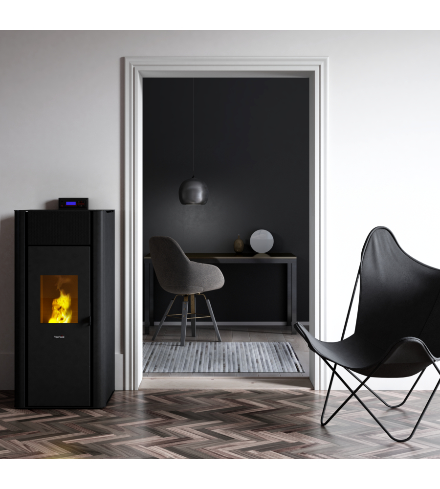 TERMOSTUFA A PELLET ERMETICA FREEPOINT "TESIS" ANTRACITE 22,4 KW