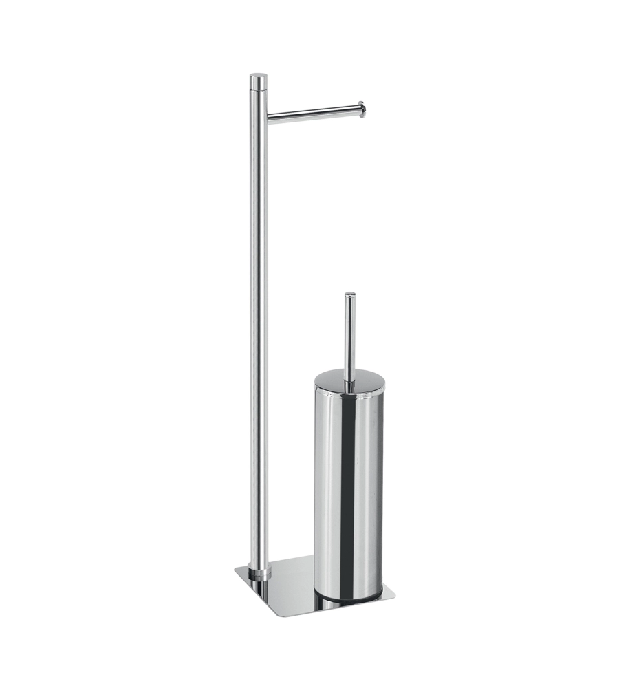 PIANTANA PORTAROTOLO E SCOPINO WC GEDY "TRILLY" IN ACCIAIO INOX CROMATO