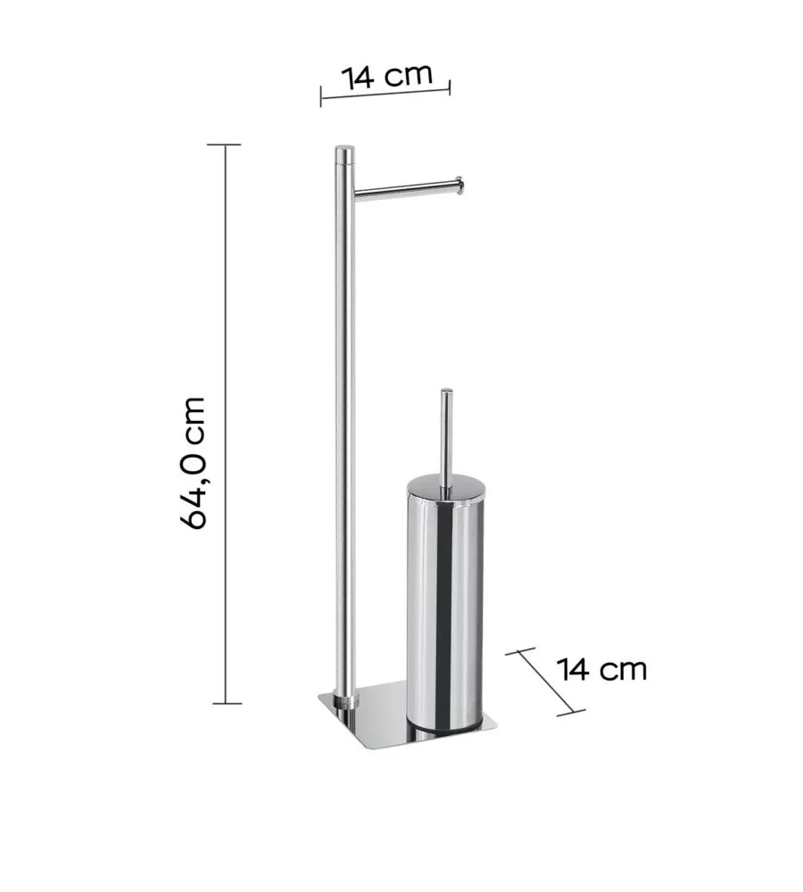 PIANTANA PORTAROTOLO E SCOPINO WC GEDY "TRILLY" IN ACCIAIO INOX CROMATO