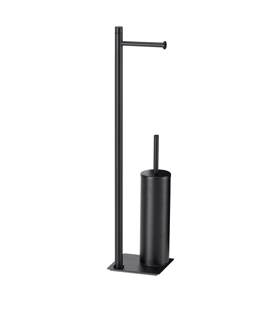 PIANTANA PORTAROTOLO E SCOPINO WC GEDY "TRILLY" IN ACCIAIO INOX NERO