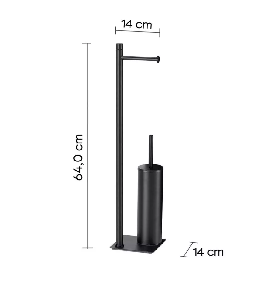 PIANTANA PORTAROTOLO E SCOPINO WC GEDY "TRILLY" IN ACCIAIO INOX NERO