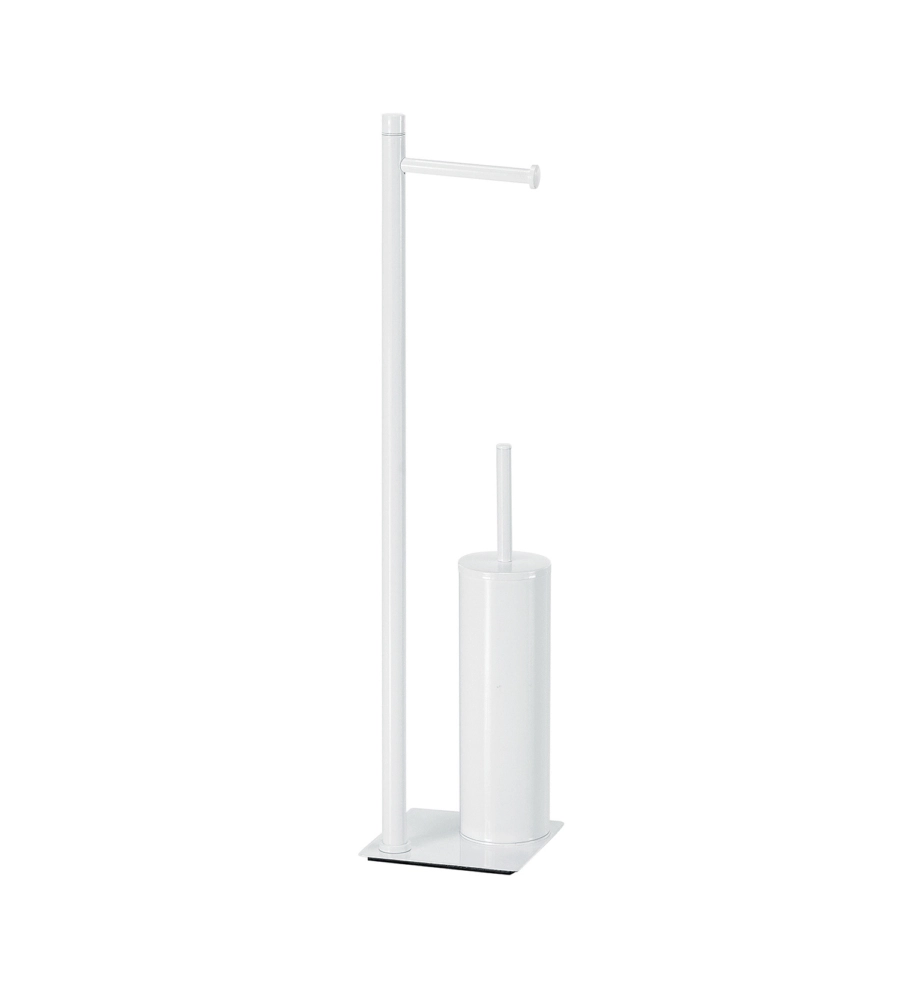 PIANTANA PORTAROTOLO E SCOPINO WC GEDY "TRILLY" IN ACCIAIO INOX BIANCO