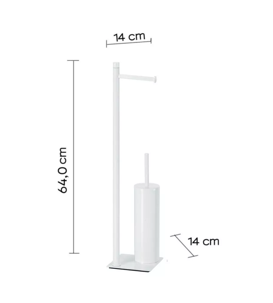 PIANTANA PORTAROTOLO E SCOPINO WC GEDY "TRILLY" IN ACCIAIO INOX BIANCO