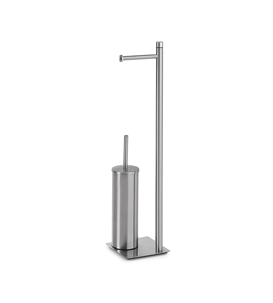 PIANTANA PORTAROTOLO E SCOPINO WC GEDY "TRILLY" IN ACCIAIO INOX SPAZZOLATO