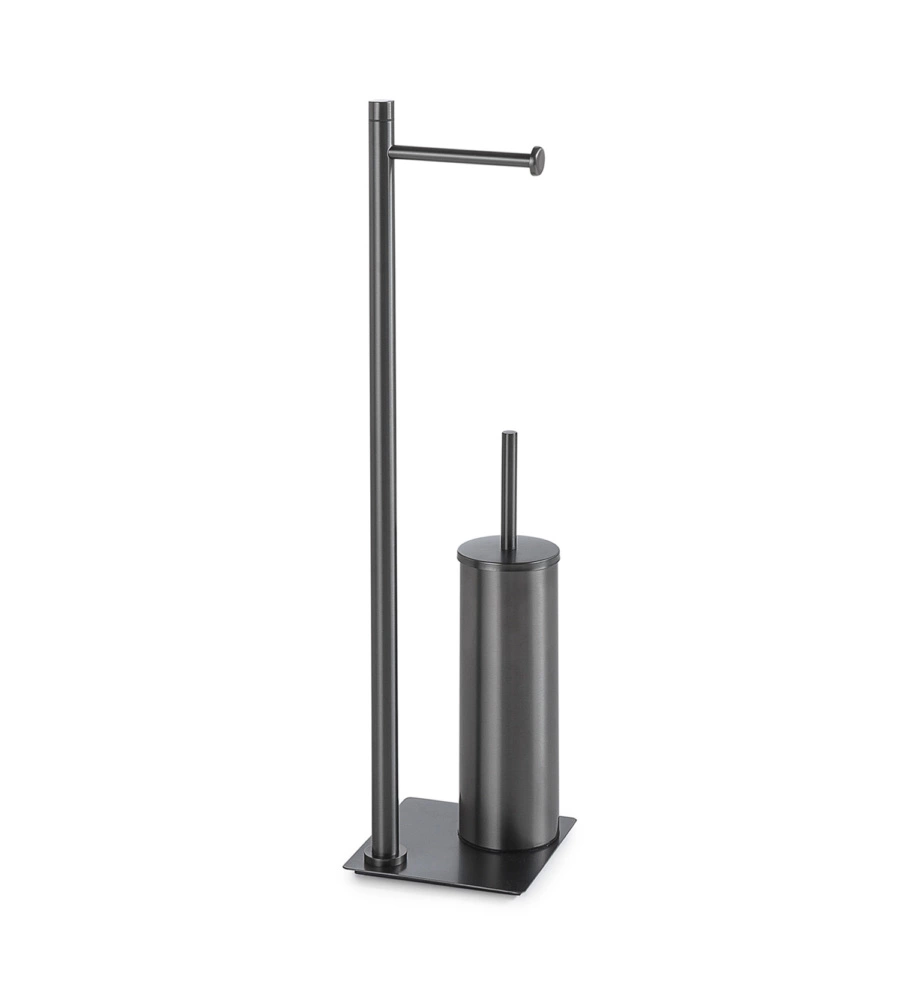 PIANTANA PORTAROTOLO E SCOPINO WC GEDY "TRILLY" IN ACCIAIO INOX GUN METAL