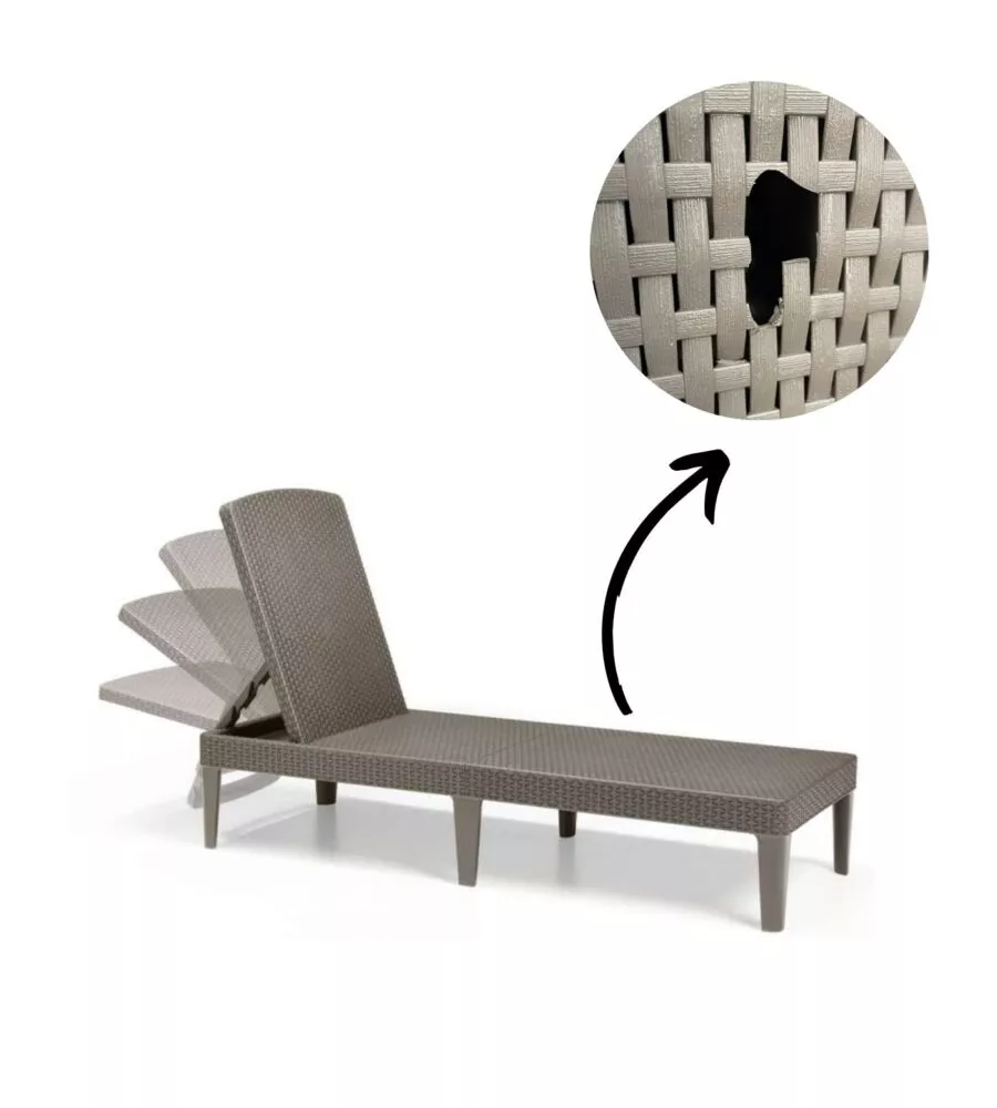 OUTLET - DIFETTI ESTETICI - SDRAIO LETTINO PRENDISOLE KETER "JAIPUR SUNLOUNGER" COLORE CAPPUCCINO, 187,5X58X29 CM