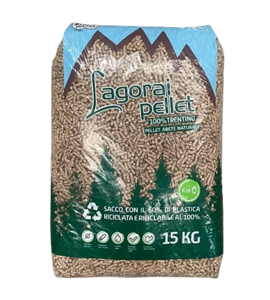 BANCALE 70 SACCHI PELLET IN LEGNO DI ABETE CERTIFICATO EN PLUS A1 PRODOTTO IN TRENTINO, SACCHI DA 15 KG.
