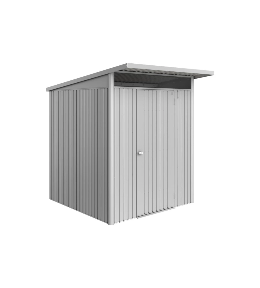 CASETTA DA GIARDINO BIOHORT "AVANTGARDE ECO MIS.A1" IN ACCIAIO ZINCATO ARGENTO METALLIZZATO CON PORTA BATTENTE SEMPLICE 180X220X218 CM - COD. 15610