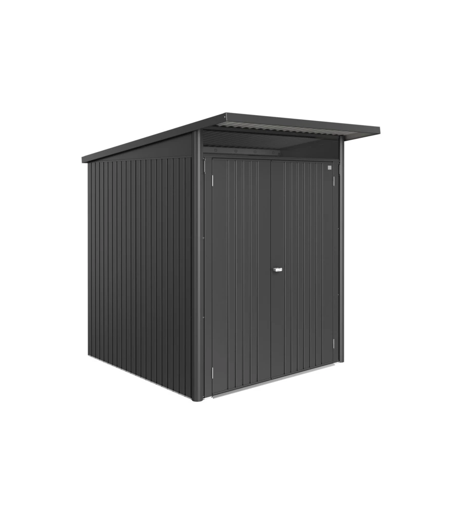 CASETTA DA GIARDINO BIOHORT "AVANTGARDE ECO MIS.A1" IN ACCIAIO ZINCATO GRIGIO SCURO METALLIZZATO CON PORTA BATTENTE DOPPIA 180X220X218 CM - COD. 17619