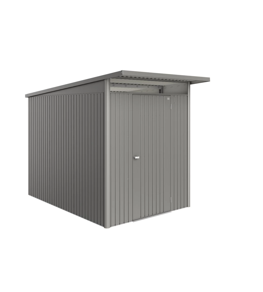 CASETTA DA GIARDINO BIOHORT "AVANTGARDE ECO MIS.A3" IN ACCIAIO ZINCATO GRIGIO QUARZO METALLIZZATO CON PORTA BATTENTE SEMPLICE 180X300X218 CM - COD. 19630