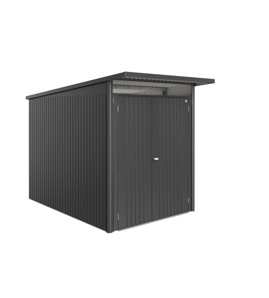 CASETTA DA GIARDINO BIOHORT "AVANTGARDE ECO MIS.A3" IN ACCIAIO ZINCATO GRIGIO SCURO METALLIZZATO CON PORTA BATTENTE DOPPIA 180X300X218 CM - COD. 17639