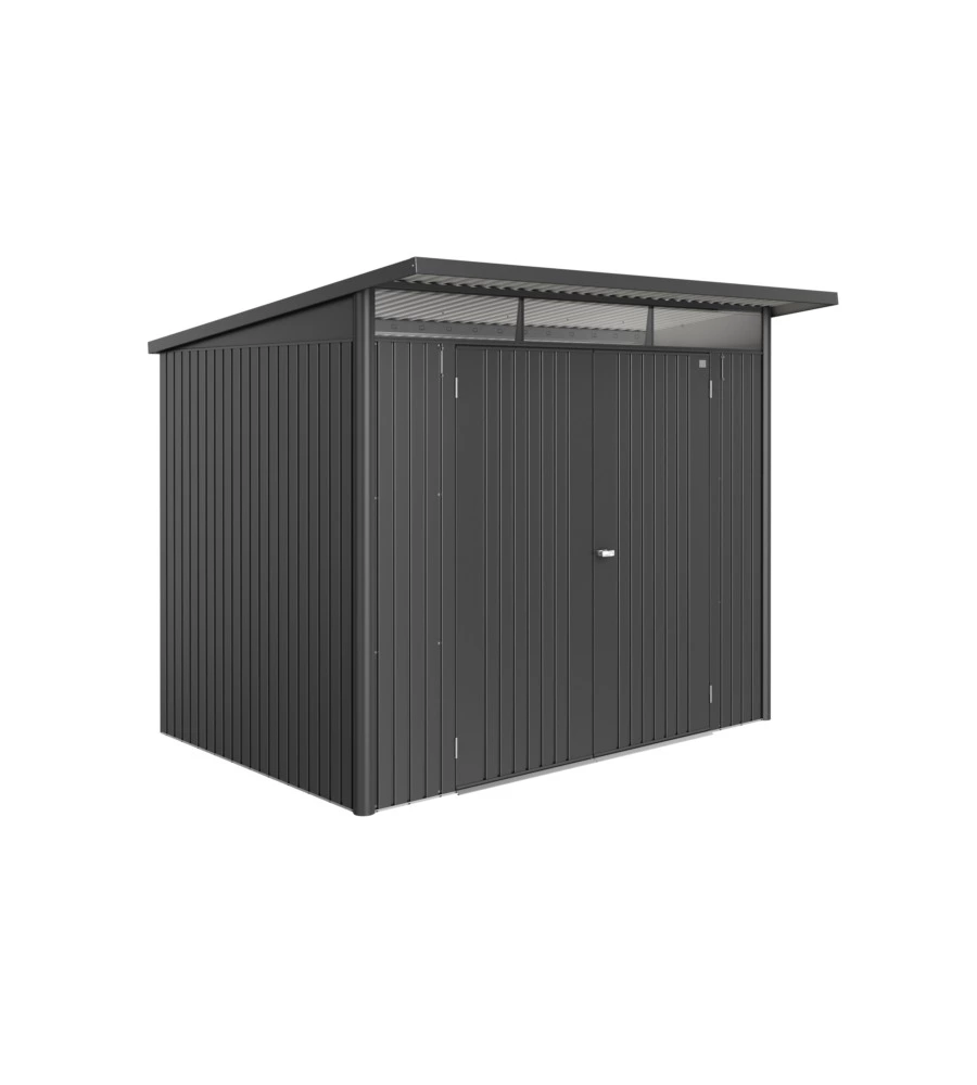 CASETTA DA GIARDINO BIOHORT "AVANTGARDE ECO MIS.A5" IN ACCIAIO ZINCATO GRIGIO SCURO METALLIZZATO CON PORTA BATTENTE DOPPIA 260X220X218 CM - COD. 17659